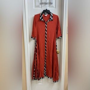 NEERU KUMAR Size M Dark Orange 3/4 Sleeve  Dress  Rayon